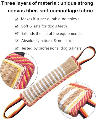 Clysoru Dog Tug Toy Tough Jute Bite Pillow Lasting Training Equipment Puppy to Large Dogs Interactive for Large and Small