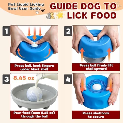 Zenflux Slow Feeder Dog Bowl Featuring Rolling Lick Ball for Liquid Treats