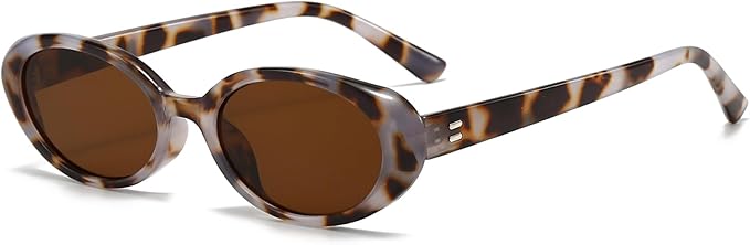 Breaksun Retro Oval Sunglasses for Women Men Fashion Small Oval Sunglasses 90s Vintage Shades