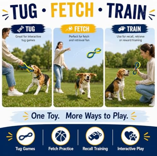Dog Tug Toy, Interactive Rope Toy for Fetch & Tug, Figure 8 Design，Medium