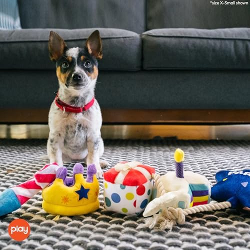 P.L.A.Y. Cute Plush Dog Toys - Birthday Party Celebration Themed Durable Squeaker Chew Toys, for Puppies & Small, Medium, Large Dogs - Machine Washable, Recycled Materials (5 Piece Set, X-Small)
