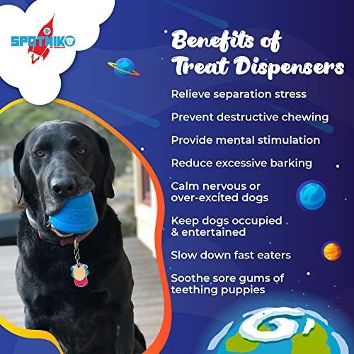 SodaPup Spotnik Space Capsule - Durable Dog Treat Dispenser & Chew Toy Made in USA from Non-Toxic, Pet Safe, Food Safe Natural Rubber for Mental Stimulation, Problem Chewing, Calming Nerves, & More