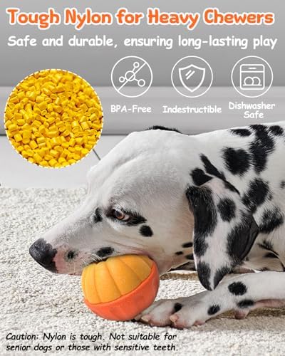 Treat Dispensing Dog Toys for Aggressive Chewers, Interactive Frozen Enrichment Puzzle Ball to Keep Dogs Busy, Indestructible Nylon Chew Toy for Medium Large Breed