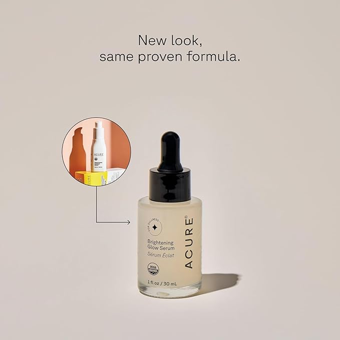 Acure Brightening Glow Serum - Anti Aging Face Serum, Bright Glow for Women & Men, Facial Skincare with Argan Oil and Cranberry Seed Oil, Vegan & Cruelty Free - 1 fl oz (2 Pack)