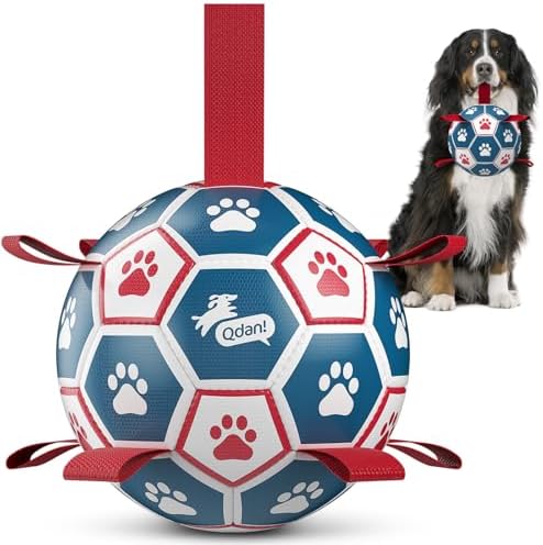QDAN Large Dog Soccer Ball with Straps, 9 Inch Big Balls for >90 lbs Dogs