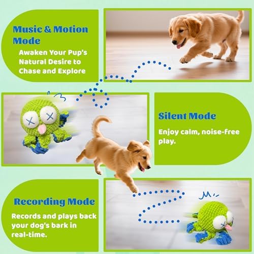 Interactive Octopus Dog Toys, Rechargeable Moving Toy with Bouncing Ball | Music, Recording & Silent Modes – Moving Dog Toys to Keep Them Busy for Small, Medium & Large Breeds