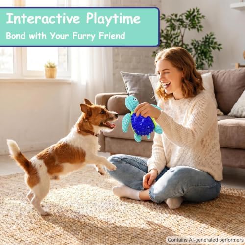 Squeaky Plush Turtle Dog Toy – Interactive Chew & Cuddle