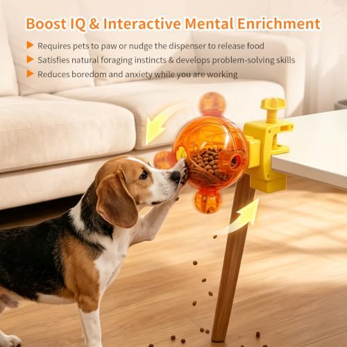 Clamp-On Dog Puzzle Toy, Treat Dispenser for Dogs & Cats