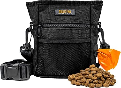 Mighty Paw Dog Training Treat Pouch, No-Spill Magnetic Clasp, Black
