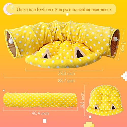 BWOGUE Bunny Tunnel Bed, 2-in-1 Collapsible Rabbit Tunnel Hideout with Mat