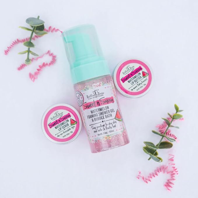 Bella & Bear Sweet 'n' Sassy Watermelon Foaming Shower Gel & Bubble Bath with Pump, Travel Size