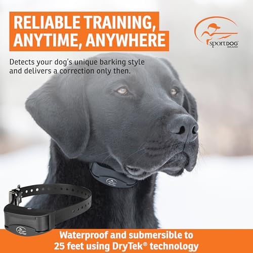 SportDOG NoBark Rechargeable Bark Collar | Silent Partner Bark-Only Detection, Static, 2 Training Modes, 200-Hr Battery, DryTek Waterproof to 25 Ft, Dogs 8 lb+, 5-22 in
