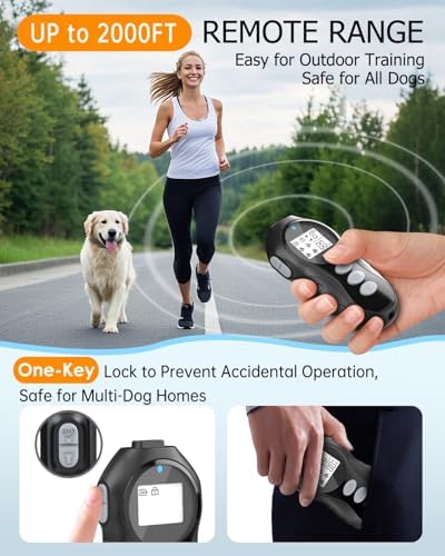 Dog Shock Collar with Remote Control, Waterproof Dog Training Collar, Blk