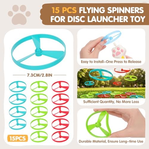 15 PCS Flying Spinners for Disc Launcher Interactive Cat Fetch Toy