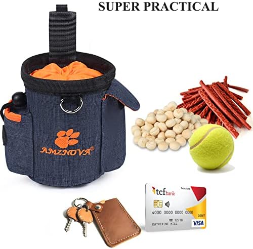 AMZNOVA Dog Treat Pouch Treatnow Dog Treat Bag, 3 Cups, Heather Navy