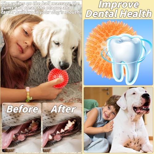12 Pcs 4.5 in Squeaky Dog Toy Balls Spiky Dog Balls Chew for Teething Durable High Bounce TPR Fetch Toy 9 Colors Water Toy for Large Medium Dogs Aggressive Chewers Clean Teeth and Training