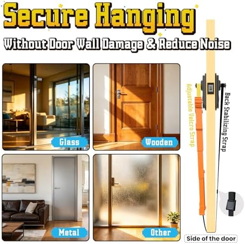 Cat Toys for Indoor Cats, 2 in 1 Door Hanging Cat Toy Interactive Automatic Moving 2 String Tails for Multi-Cat Households, Plush Dangler for Kitten Toys Hide and Seek Motion Activated, 4 Sounds/Off