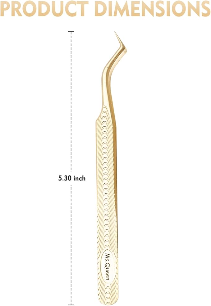 Ms.Queen Lash Tweezers for Eyelash Extension-Professional Lashing Tweezers for Mega Volume Mink Eyelashes Extensions Applying,S-Curved