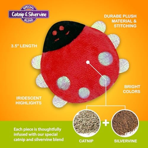 Catnip & Silvervine Plush Cat Toy for Kittens - Lady Bug