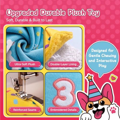 Dog Birthday Cake Toy Decorations, Larger Squeaky Plush Dog Cake Toys