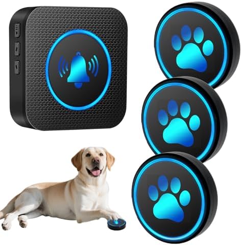 Dog Door Bell for Potty Training, Smart Wireless Doggie Doorbell to Go Outside, 1000 Feet Long Range with IP65 Waterproof Super-Light Touch Button (3 Button)