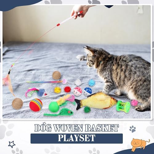 Zopeal 76 Pcs Cat Storage Basket Gift Toys Set, Blue
