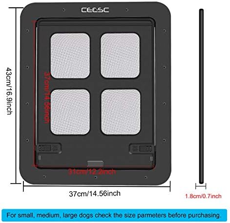 CEESC Dog Screen Door (Outer Size 14.56" x 16.92"), Lockable Pet Screen Door for Dogs & Doggie, Doggie Door for Screen Door(Large, Black)