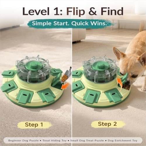 KADTC 2-Level Dog Puzzle Toys, Treat Dispenser & Slow Feeder for Small Dogs