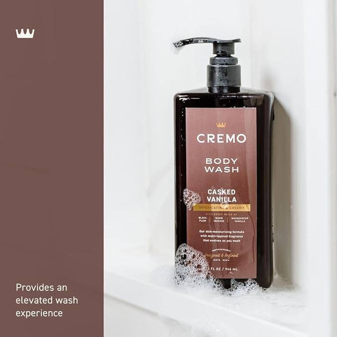 Cremo Rich-Lathering Casked Vanilla Body Wash for Men, 32 Fl Oz