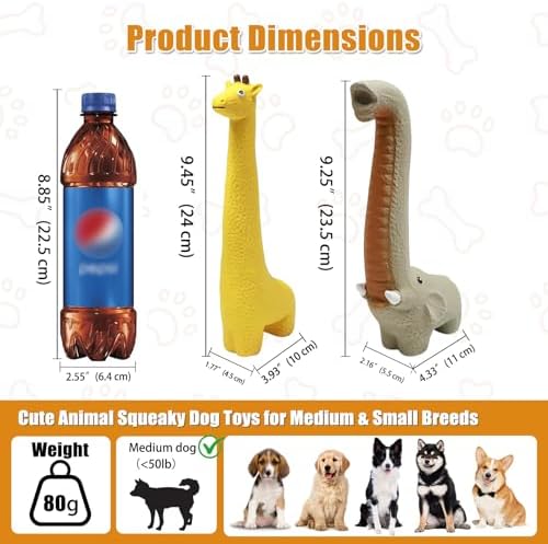 SCHITEC Latex Squeaky Dog Toys, Animal Toy Set for Small Puppies & Medium Breed Dogs, Interactive Puppy Play for Boredom Relief