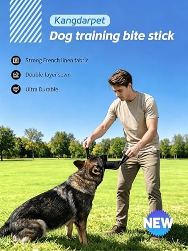 K9-Grade Dog Bite Tug Toy with Strong Handles, Interactive Tug of War Dog Toy, Durable & Tear-Resistant Linen, Lasting Training Equipment, Ideal for Medium to Large Breeds (Black+Blue)