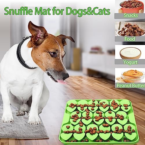 Small Silicone Snuffle Mat for Small Dog Puppy Cat Slow Down Eating,Slow Feeder Lick Mat for Dry Wet Food for Pet Training Smell,Encourages Natural Foraging Skill,Relieving Stress (Green)