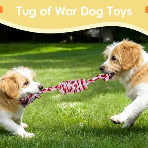 wodoca [4 Pack Dog Rope Toys, Puppy Teething Cotton Knot Chew Rope for Small Medium Dogs, Interactive Tug of War Dog Toys for Boredom, Teeth Cleaning