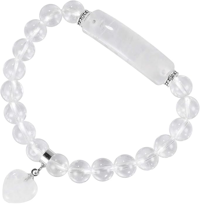 TUMBEELLUWA Healing Stone Bracelet 8mm Beads Chakra Crystal Energy Heart Charm Bracelet Handmade Jewelry for Women