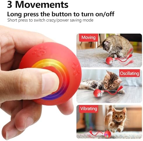 Smart Cat Ball Toy, Interactive & Rechargeable for Daily Play | cat toy automatic|cat rope toy|moving cat toys for indoor cats|toys for cats to keep them busy