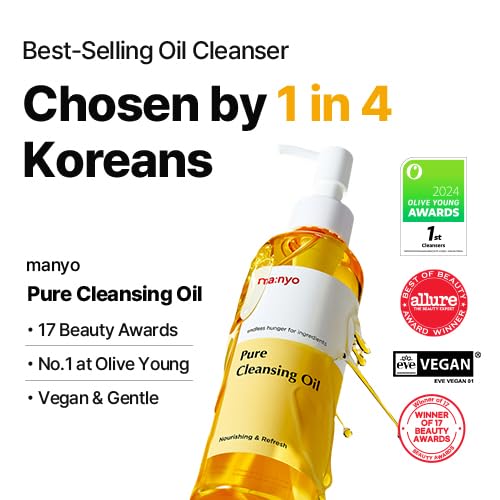 MANYO Pure Cleansing Oil Korean Facial Cleanser, Blackhead Melting, Daily Makeup Removal with Argan Oil, Korean Skin care 6.76 fl oz (200ml)