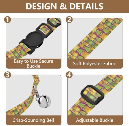 Colorful Frogs Collars for Puppies, 2 Pack Breakaway Cat Collars with Bell
