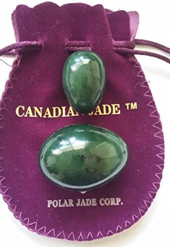 2-PCS Undrilled Nephrite Jade Stone Eggs Set – Medium & Small Sizes (43 × 30 mm & 35 × 25 mm) | 100% Natural Jade, Hand-Polished with Certificates & Velvet Pouches | Polar Jade