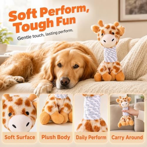 Interactive Dog Toys for Aggressive Chewers,Plush Squeaky Dog Toy (A)