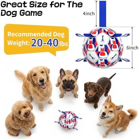 Dog Soccer Ball with Straps, 6 Inch for Small and Medium Dogs, C