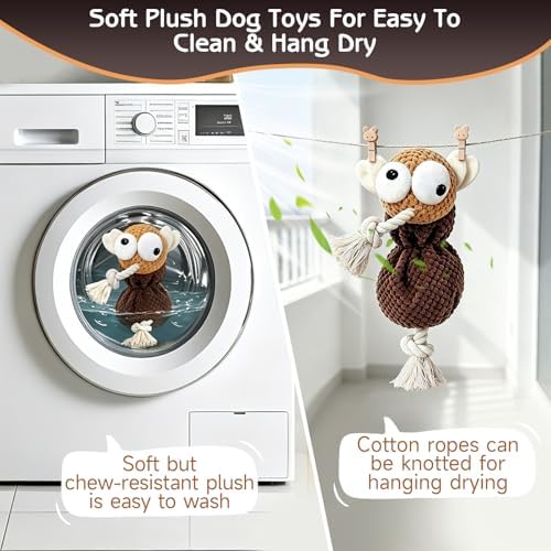 Yipetor Mosquito Squeaky Dog Toy, Cotton Rope Chew Toy for Small Medium Dog