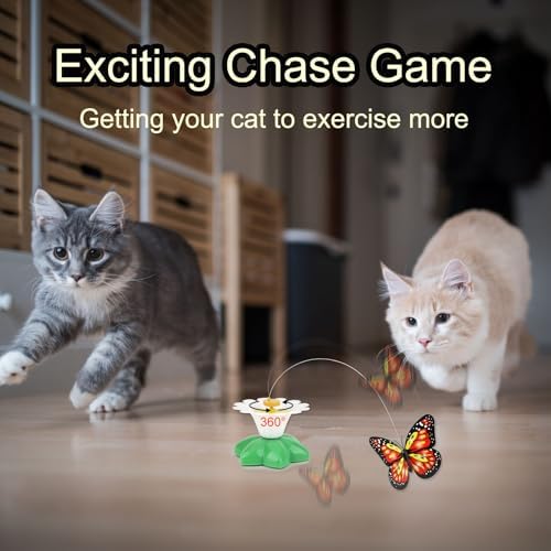Hypeety Interactive Cat Toys Funny Electric Rotating Butterfly Steel Wire Pet Cat Kitten Teaser Toy for Indoor Cats (Color Random, Without Batteries)