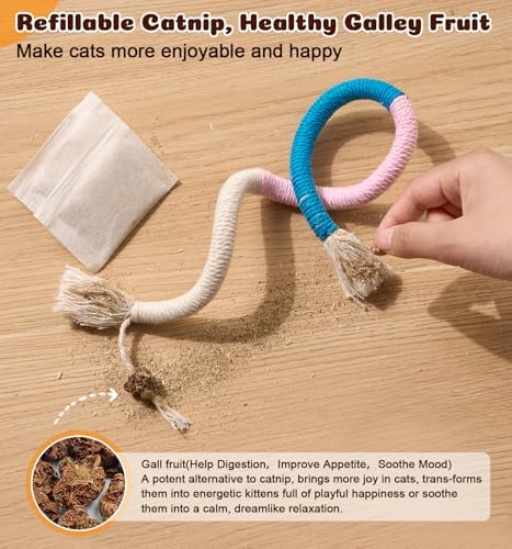 Cat Chew Ropes 4Pcs, Safe Cat Chew Toys for Indoor Cats with Catnip