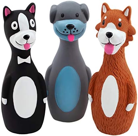CHIWAVA 3PCS 5.7'' Squeaky Latex Short Standing Stick Toy for Small Dogs