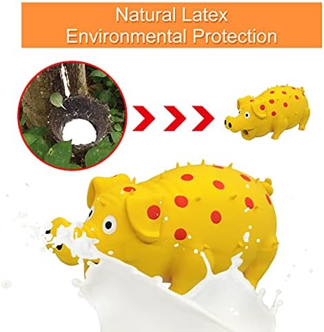 Andiker Dog Squeaky Toy, Dots Latex Dogs Chew Toys with a Oinks Sound Squeaker Grunting Pig Dog Toy Durable Self Play 8" Dogs Squeeze Toy for Dental Biting Chasing to Kill Boring Time (Yellow)