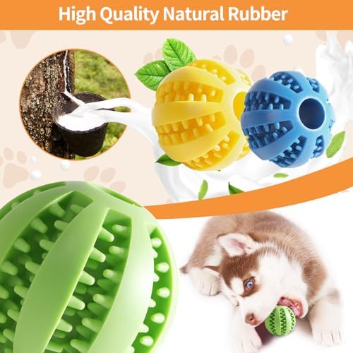 Interactive Dog Toys, Dog Puzzle Ball, Pet Chew Relieves Anxiety, Cleans Teeth,Dog Toys to Keep Them Busy,Outdoor Dog Entertainment for Small and Medium Dogs (3 Pcs)