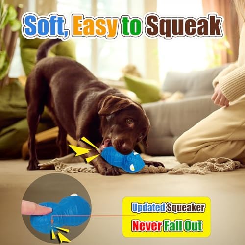 HOLYSTEED Squeaky Dog Toys for Large Dogs, Latex Peanut Dog Squeak Balls