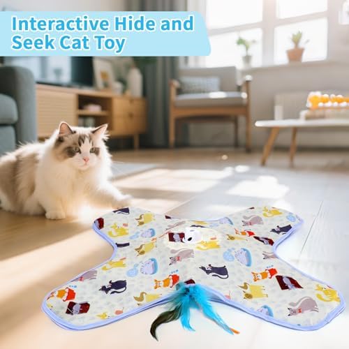DFQ Interactive Cat Toy for Indoor Cats, Rechargeable Touch Activated Moving Feather Wand, Automatic Cat Enrichment Toy for Bored Indoor Cats, Kittens and Adult Cats (Yellow)