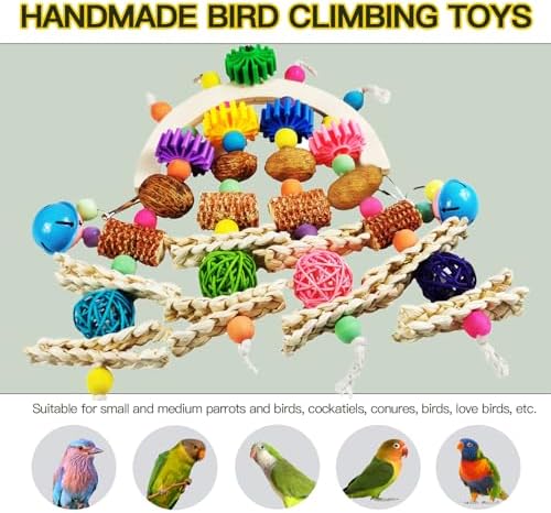 Wooden Parrot Chew Toy, Hanging Foraging Toy for African Grey & Macaw Birds