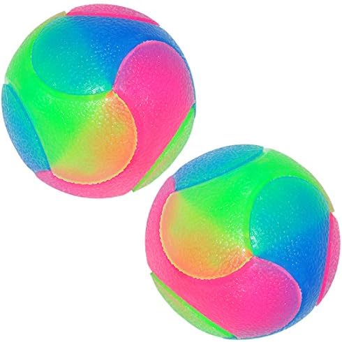 2Pcs Light Up Dog Balls,LED Dog Ball,Glow in The Dark Dog Ball,Flashing Elastic Pet Toys for Puppy, Cats, Dogs
